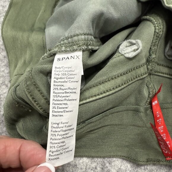 SPANX Stretch Twill Ankle Cargo Pants Pull On Army Green Slimming Women’s M - Picture 11 of 16